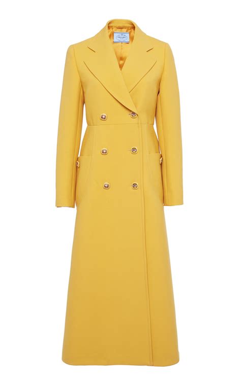 prada yellow embroidered pringe coat|prada winter jacket.